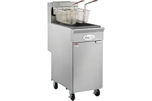 Value Series Commercial Deep Fryer, 40 lb. Stainless Steel Liquid Propane Floor Fryer with Casters, 90,000 BTU (29R-047-LP)