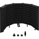 Geynnple Microphone Isolation Shield &ndash; Foldable &amp; Adjustable Soundproof Panel for Recording, Podcasting, Vocal Booth, Studio &amp; Home Use (Five sides without stand)