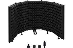Geynnple Microphone Isolation Shield – Foldable & Adjustable Soundproof Panel for Recording, Podcasting, Vocal Booth, Studio & Home Use (Five sides without stand)
