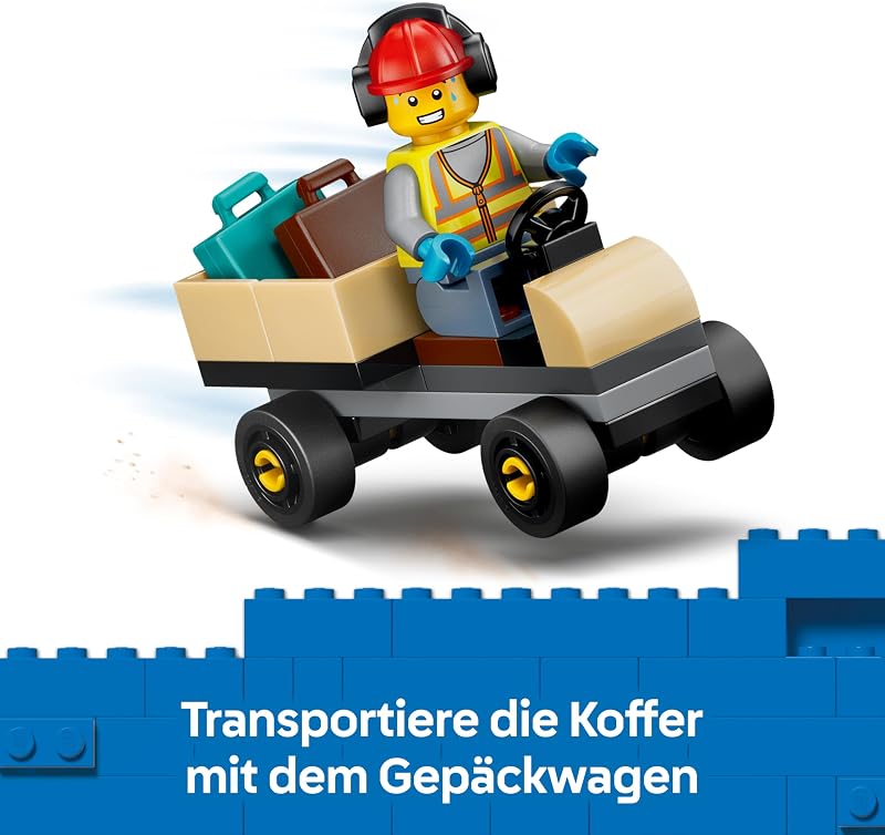 City Passagierjet Spielzeug - Flugzeug Modellbausatz mit 4 Minifiguren und Reisezubehör - Lernspielzeug - Geburtstagsgeschenk für Jungen ab 4 Jahren - 60492