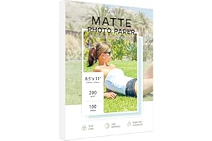 100 Sheets Matte Photo Paper 8.5x11, Goefun 200GSM/54LB Inkjet Printer Paper for Dye Ink and Pigment Ink