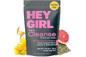 HEY GIRL TEA Detox Tea for Bloated Belly & Digestion | Loose Leaf Herbal Tea | Body and Colon Cleanse with Milk Thistle, Burdock Root, Senna Leaf | Digestive & Flat Tummy Tea | Natural Laxative