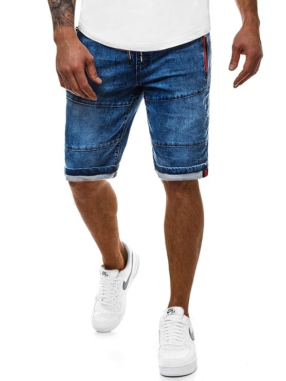 OZONEE Jeans-Shorts Kurze Hose Kurzhose Bermuda Denim Jeans Herren Hose Jeanshose Straight-Cut Freizeithose Clubwear Slim-Fit