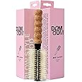 Nylon Boar Bristle Hair Brush, Round Brush for Blow Drying, Small 2" Barrel Blowout Brush, Anti Static Hairbrush, Cork Comfort Grip Handle, Detangling Plastic/Natural Bristle Hair Styling Tool