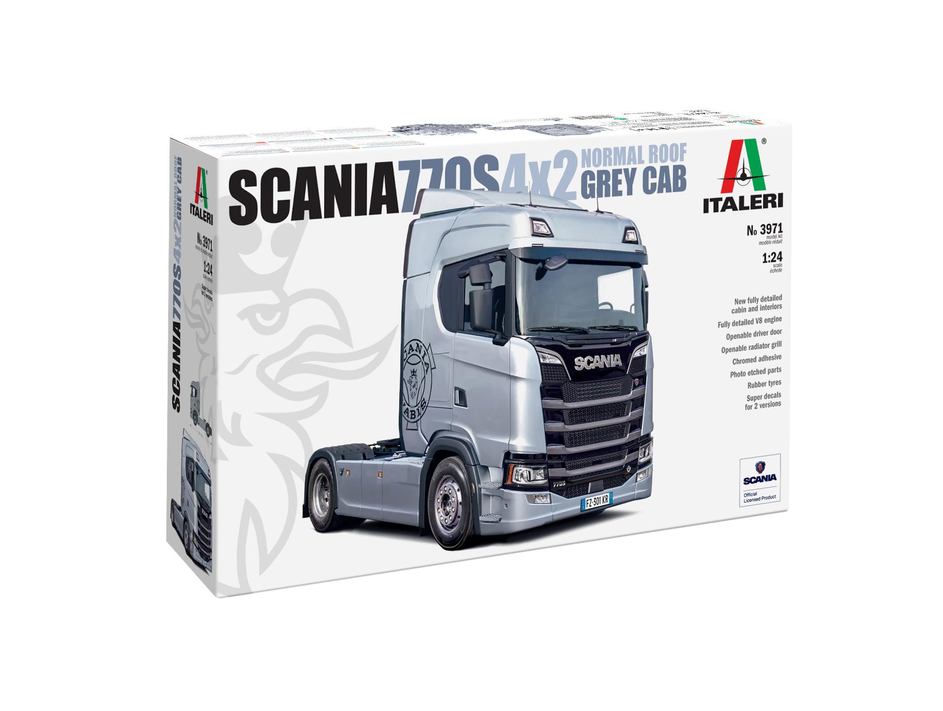 Italeri 3971 Scania 770S 4x2 Normal Roof Grey Cab 1:24 Model Kit