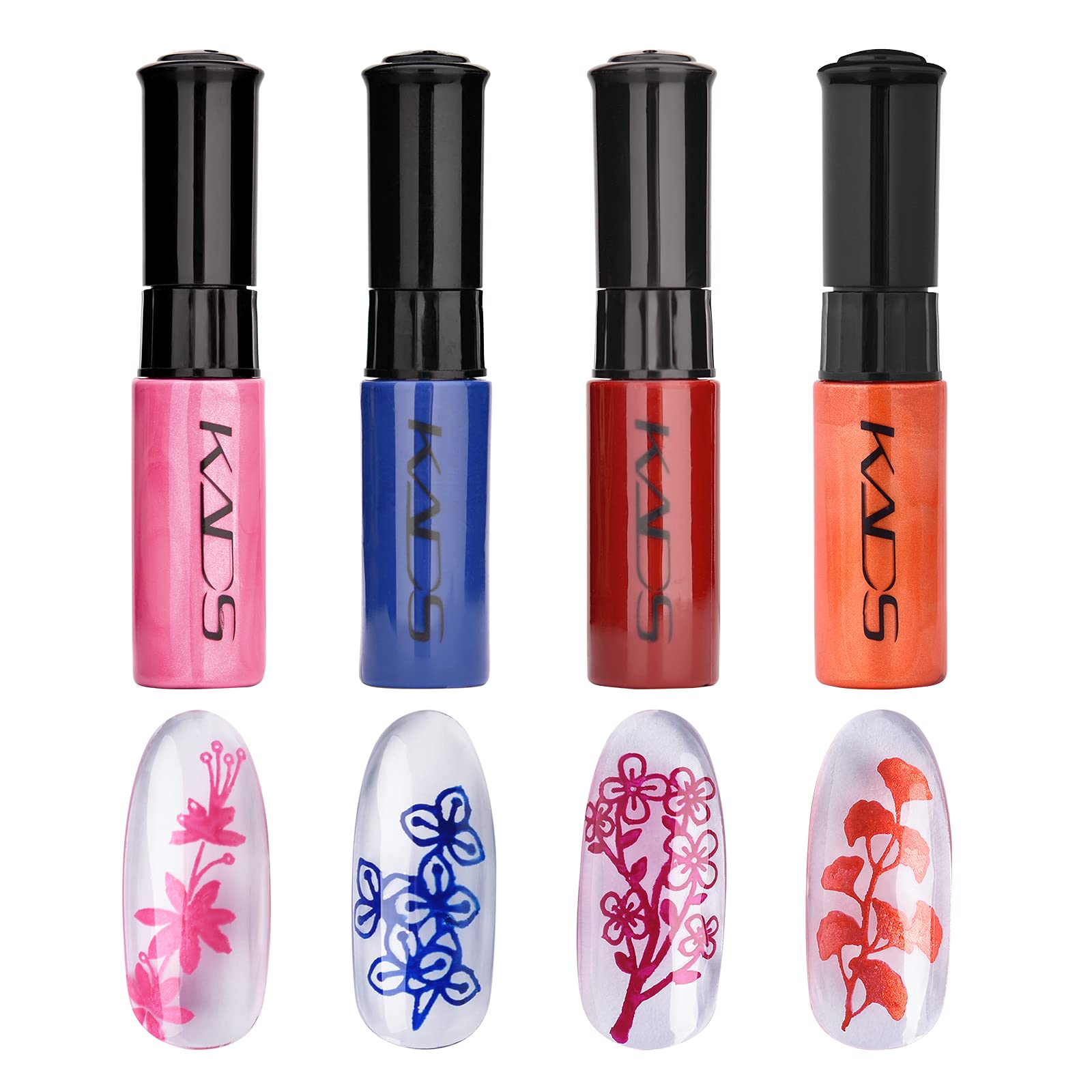 4 Colors 10ml Nail Polish Set Stamping Polish Two brush heads Printed nail polish Pull line Stamping Polish Nail Pigment Nail Art Design DIY Manicure Printing Tool (18)