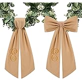 Yicentdp 2 Pcs Burlap Wreath Sash, Linen Embroidery Monogram E, Polyester, Burlap, Gold, 5x55 Inches, General Home Decor