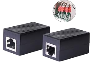 CERRXIAN Ethernet Surge Protector RJ45 Coupler Female to Female Network Surge Protector Outdoor Arrester Protection Device Extension Adapter(2-Pack)