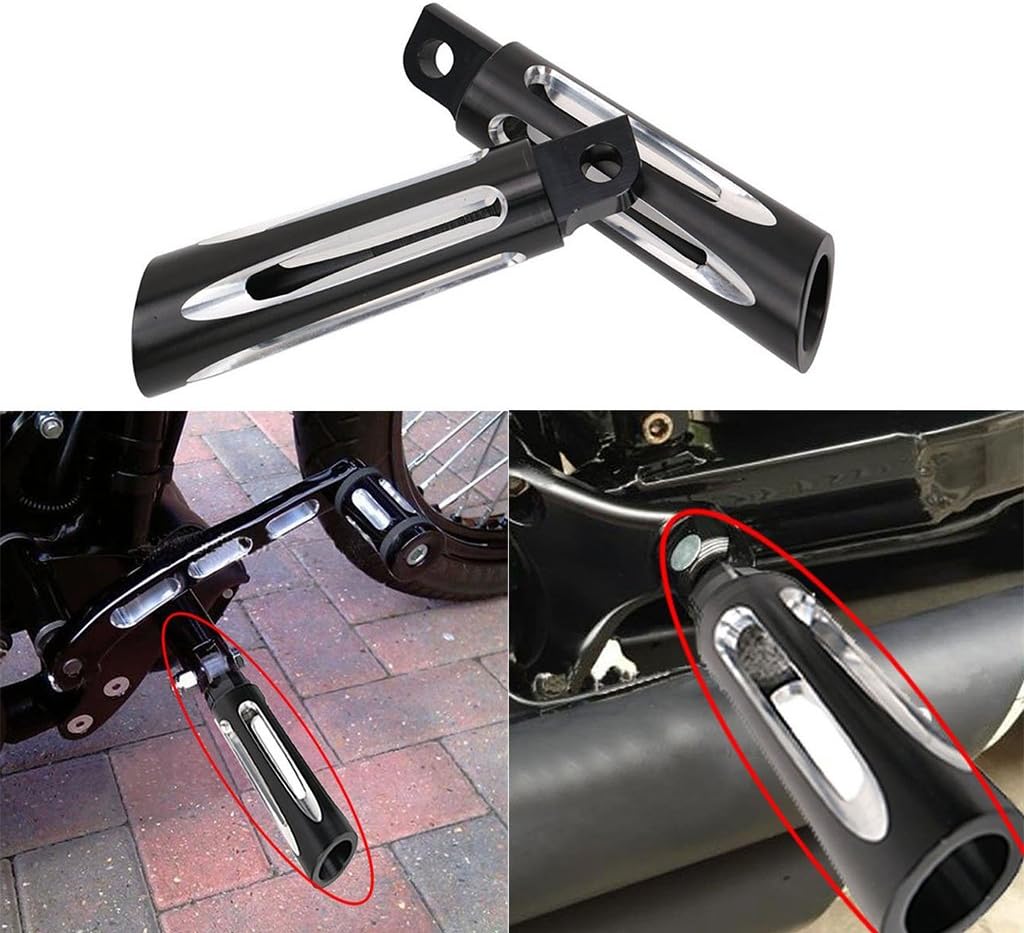 Motorcycle Front Rear Deep Cut Driver Passenger Stretched Footpegs For Harley Touring Sportster Dyna Softail (Black)