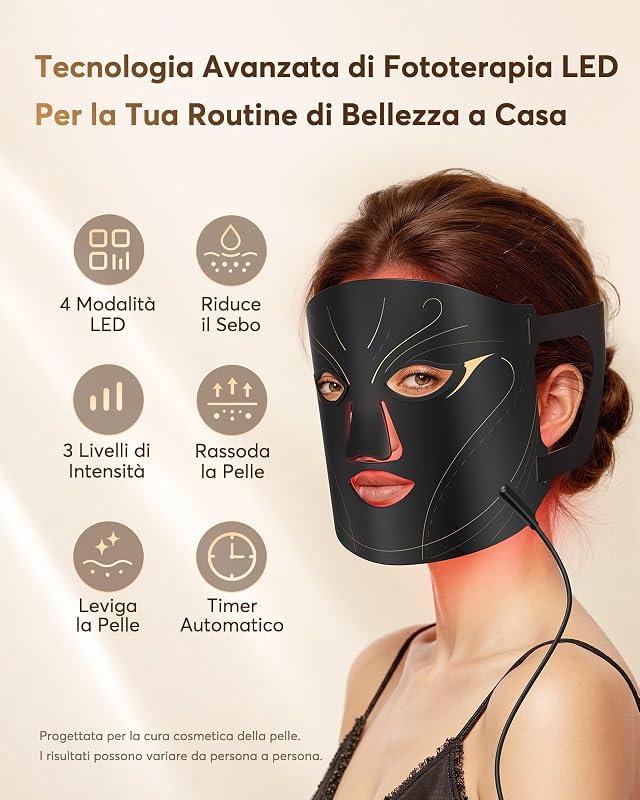 Maschera LED Viso con 224 LED 4 Modalità di Luce NVV06