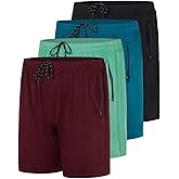 Real Essentials 4 Pack: Men's Mesh 7" Athletic Zipper Shorts Workout Gym Running Basketball (Big and Tall Available)