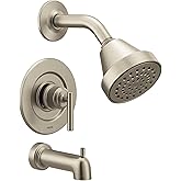 Moen Gibson Brushed Nickel Pressure Balancing Eco-Performance Modern Shower Trim, Featuring Single Function Showerhead, Handle, and Tub Spout (Posi-Temp Valve Required), T2903EPBN