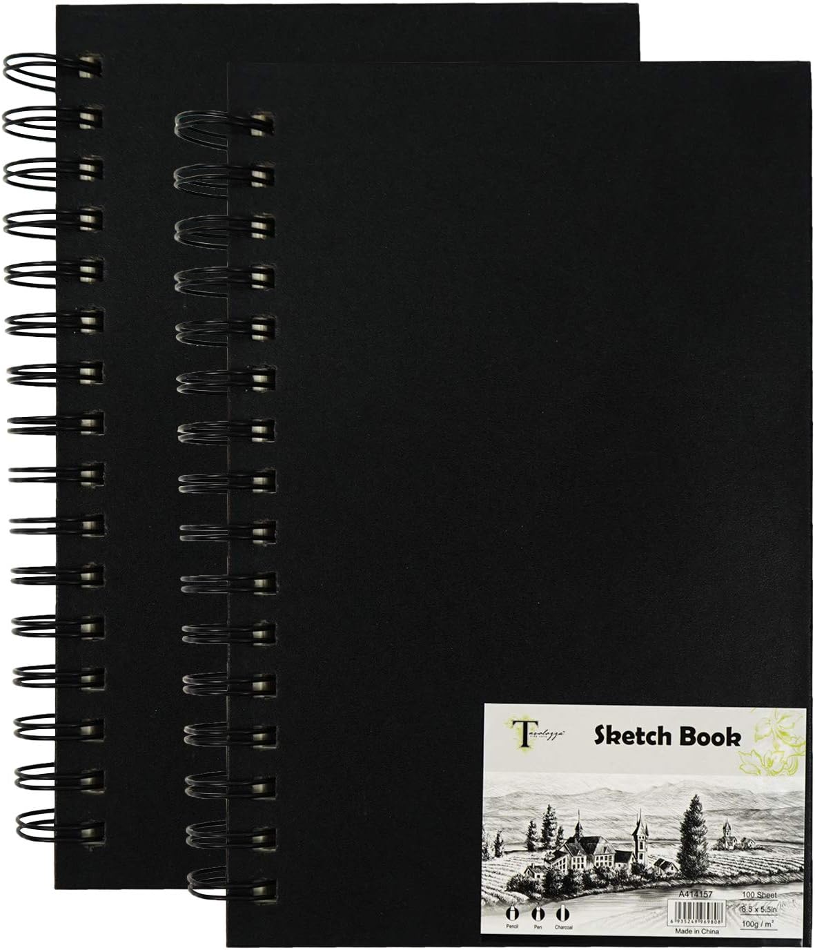 Tavolozza 8.5"x5.5" Sketch Book, Pack of 2, 100 Sheets Each (68 lb/100gsm), Double-Sided Hardbound, Spiral Sketch Pad, Durable Acid Free Drawing Paper: Arts, Crafts & Sewing