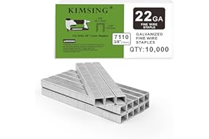 CHINA-TOP SILVER Kimsing 22 Gauge 71 Series 3/8-Inch Crown 3/8-Inch Leg Length Galvanized Upholstery Staples 10,000 Fine Wire Staples, Fasteners for Stapler, Staple Gun (1 Box)