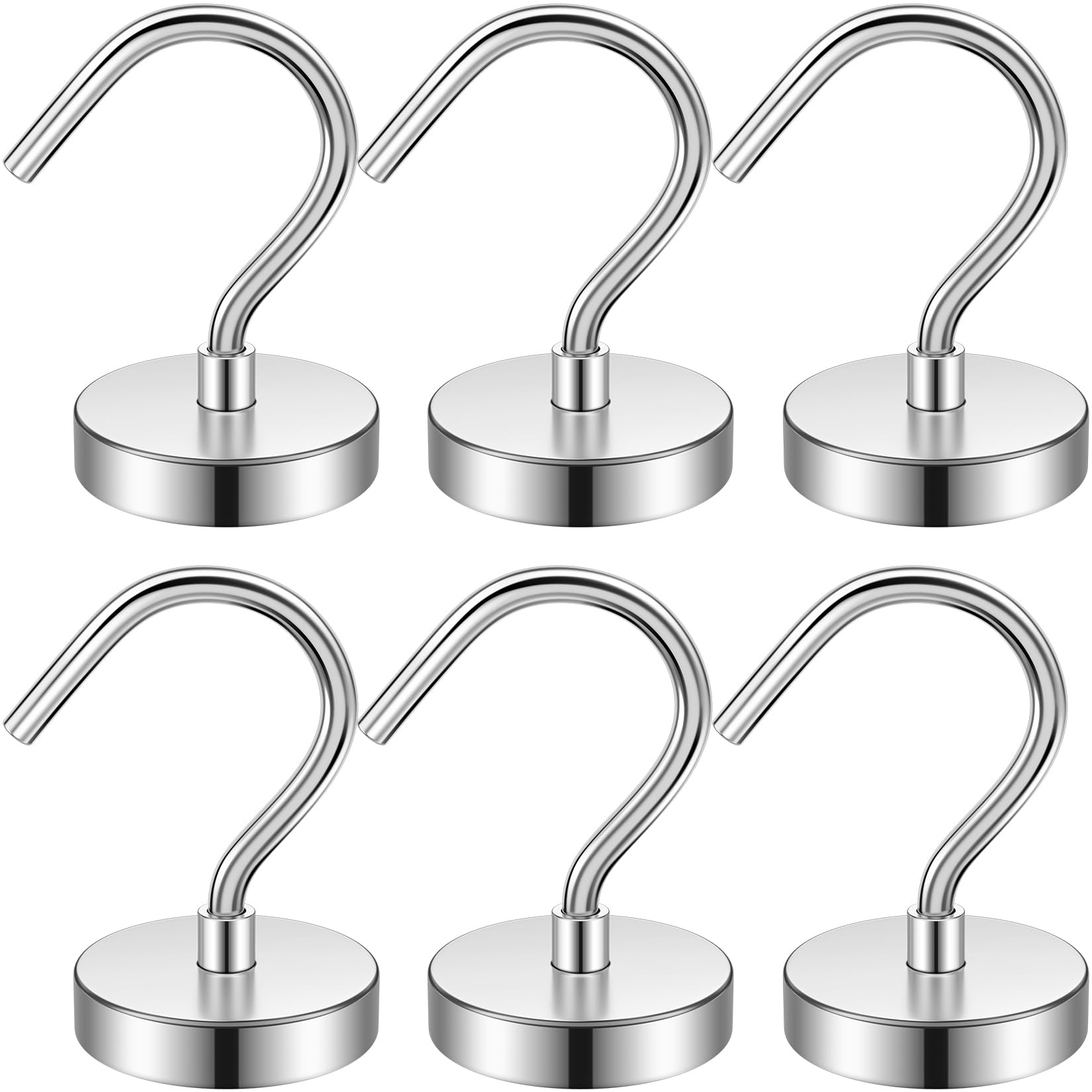 FINDMAG 6Pack Metal Magnetic Hooks, 40lbs+ Heavy Duty Magnets with Hooks for Cruise Ship Walls,Magnetic Kooks Heavy Duty for Cruise Cabins,Hanging,Grill,Tool,Kitchen