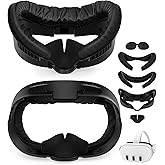 YRXVW Facial Interface & Face Pad Cushion Compatible with Meta/Oculus Quest 3 Accessories, Replacement PU Leather Foam Cushion, Anti-Sweat, Anti-Leakage Silicone Face Cover, Not Fit Quest 3S