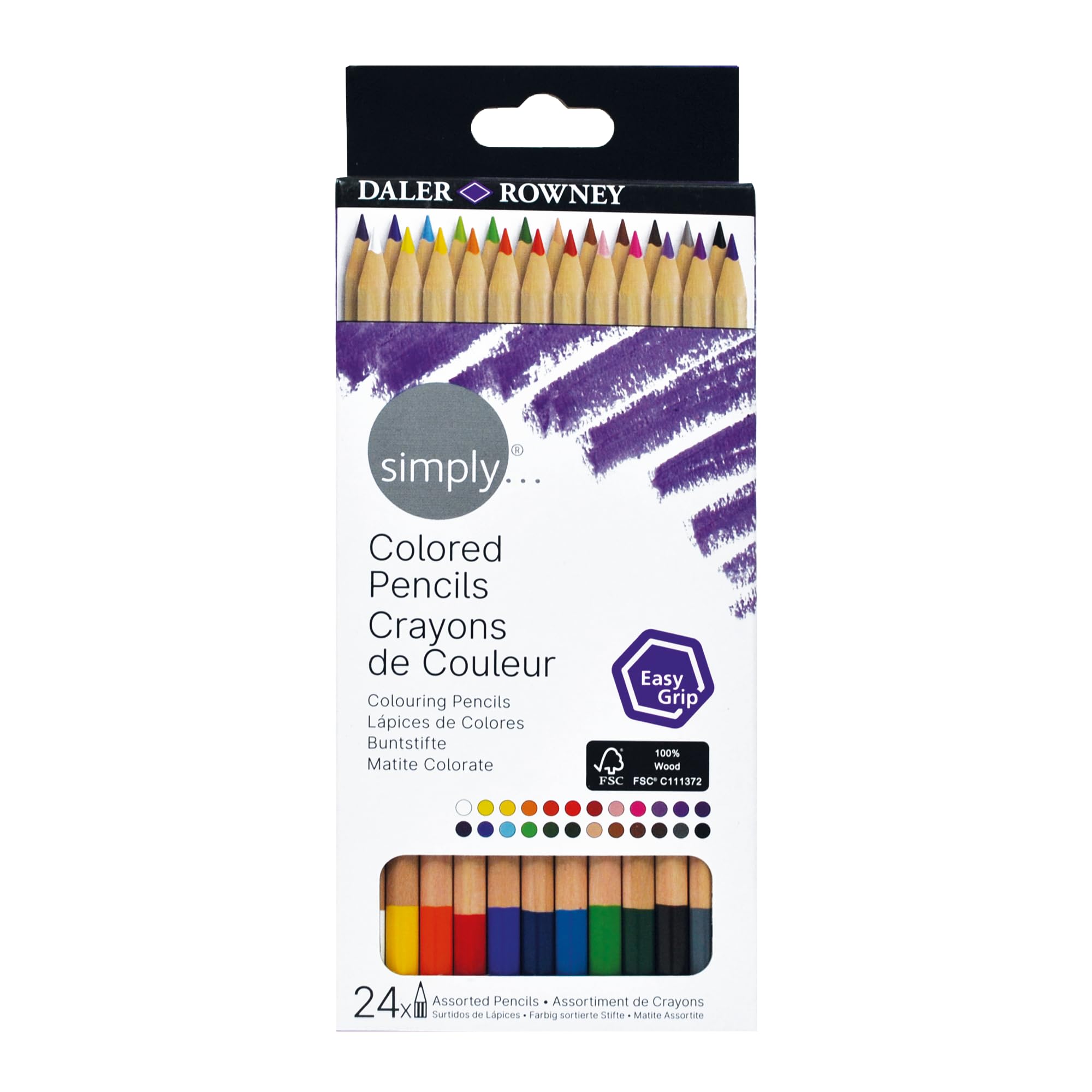 Daler-Rowney Simply Hex Colouring Pencil Set, 24 Assorted Colours, For Entry-Level Artists & Hobbyists — image 1
