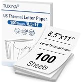 TUXIYA 100 Sheets Thermal Printer Paper 8.5 x 11 Inch | BPA free Advanced Thermal Printing,US Letter Size Thermal Paper Compatible Most Portable Printers