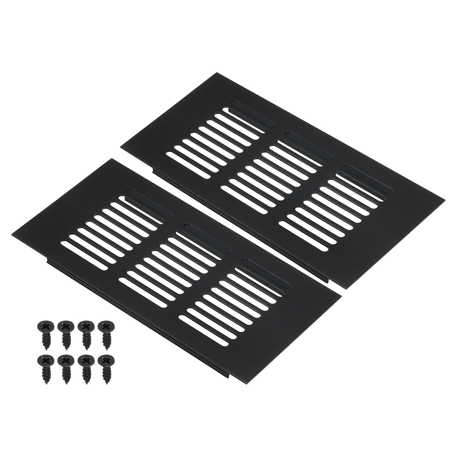 PATIKIL 6 x 3 Inch Door Air Vent Cover, 2pcs Aluminum Grille Ventilation Cover Louvered with Mounting Screws for Cabinet Wardrobe Door, Black