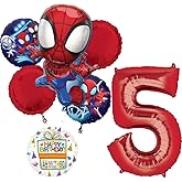 Spidey and Friends 5th Birthday Party Supplies 7pc Foil Balloon Bouquet Decorations
