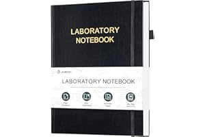 JUBTIC Laboratory Notebook for Project Organization - Grid Notebook Quad Ruled Science Lab Book for Graphing, Chemistry Lab Notebook for Student - Stay Organized and Productive(8.5" x 11", Black)