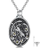 MEIDERBO Urn Necklaces for Ashes 925 Sterling Silver Pet/Butterfly/Dragonfly/Tree of Life/Hummingbird/Cardinal/Sunflower Dog Cat Cremation Jewelry with Funnel Filler Kit for Women Human Pets