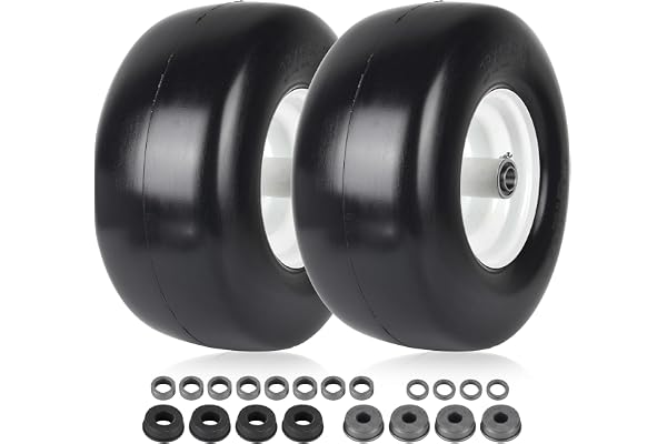 AR-PRO (2-Pack) 13x6.50-6 Flat Free Tire and Wheel - Universal 13x6.5-6 Solid Rubbe Riding Lawn Mower Tire with Rim - With 5.