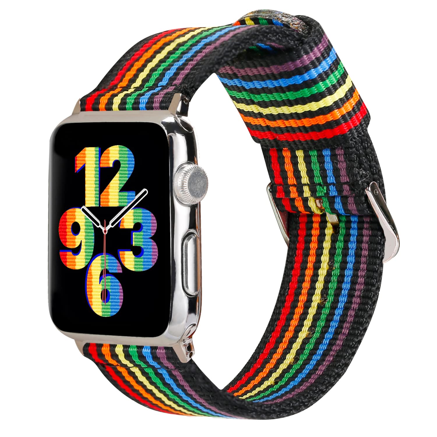 ESTUYOYA Correa Pride compatible con Apple Watch 49mm 46mm 45mm 44mm 42mm 41mm 40mm 38mm, Pulsera de Nylon Orgullo Gay LGTBI para iWatch Series 10 9 8 7 6 5 4 3 2 1 SE Ultra 7
