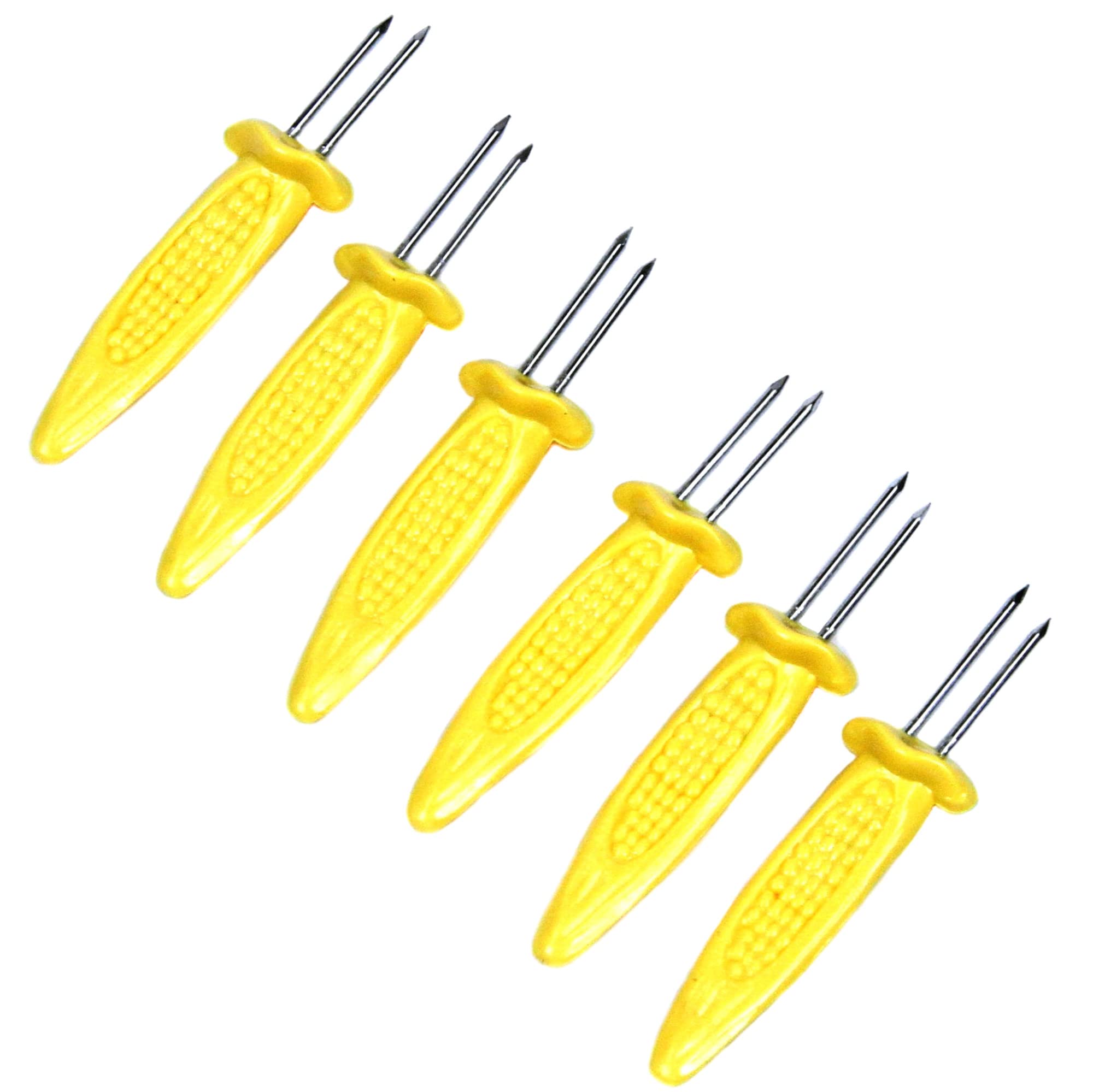 Photo 1 of Chef Craft Classic Plastic Jumbo Corn Holders, 3 Pairs 6 Piece Set, Yellow