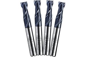 A ACT ACCU-CUT ACCUCUT I2KES 2 Flute 5/16” Carbide Square End Mill - Milling Bit Set for Aluminum, Steel, Copper, Plastic & Alloys - 35 Degree Helix, AlTiN Coating CNC Router Bit (4 pcs)