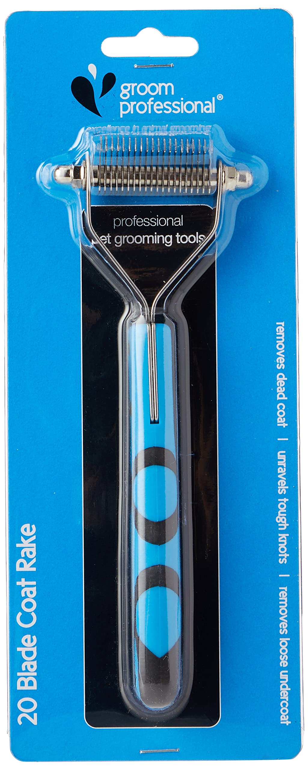 GROOM PROFESSIONAL Coat King Stripping Rake for Dogs - Deshedding Brush for Dogs - Undercoat Rake for Deshedding & Detangling - Hair Stripping - Suitable for Various Coat Types, Extra Fine 20 Tooth