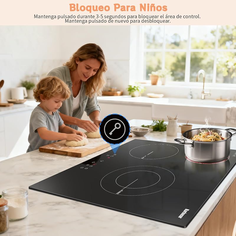 Placa Vitroceramica 3 Fuegos 60 cm con Zona Extensión, 5200 W