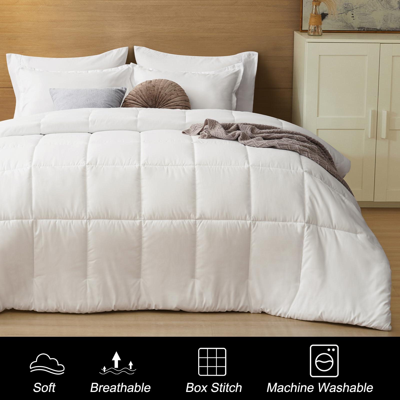 PHF White King Size Comforter Set, 3 Pieces Ultra