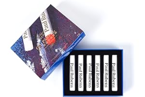 Paul Rubens White Oil Pastels (6-Pack) - Ultra-Soft & Blendable - Perfect for Clouds, Waves, Snow Highlights and Color Mixing - Pastel Sticks for Painting Techniques