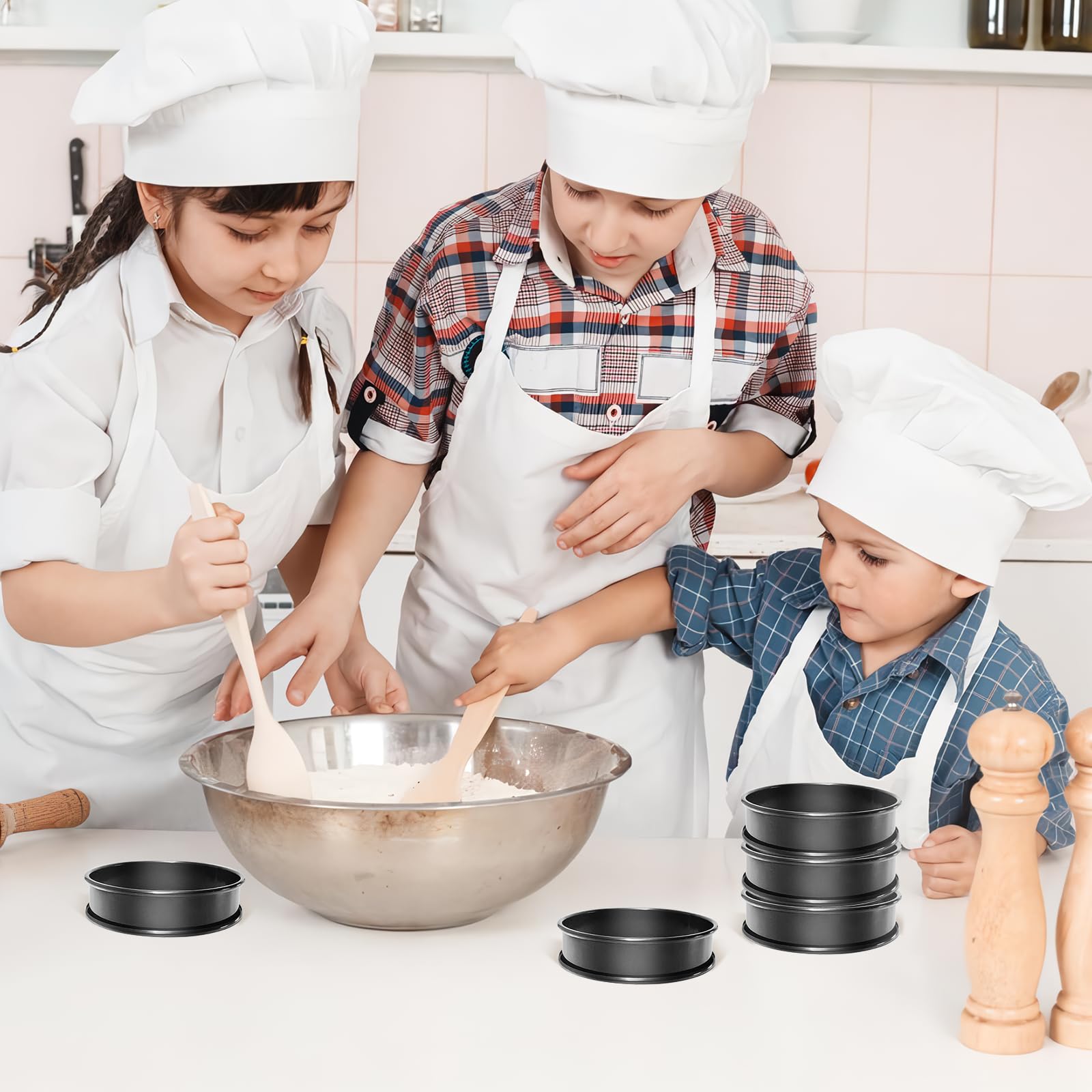 Crumpet Rings, 16Pack Nonstick English Muffin Ring, Outer diameter 4 Inch+3.3Inch Food-Grade Stainless Steel Tart Rings. More Convenient to Take the Food of The Bakery Ring Mold.