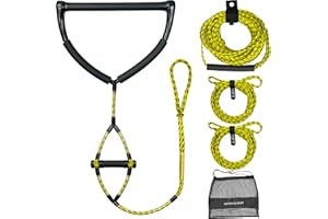MOONQUAKE 75FT Water Ski Rope with 15in Handles & 6.3in Small Handle Tow Rope for Tubing for 4 Sections,Suitable Forwatersports Rope for Wakeboard, Kneeboard, and Water Skiing