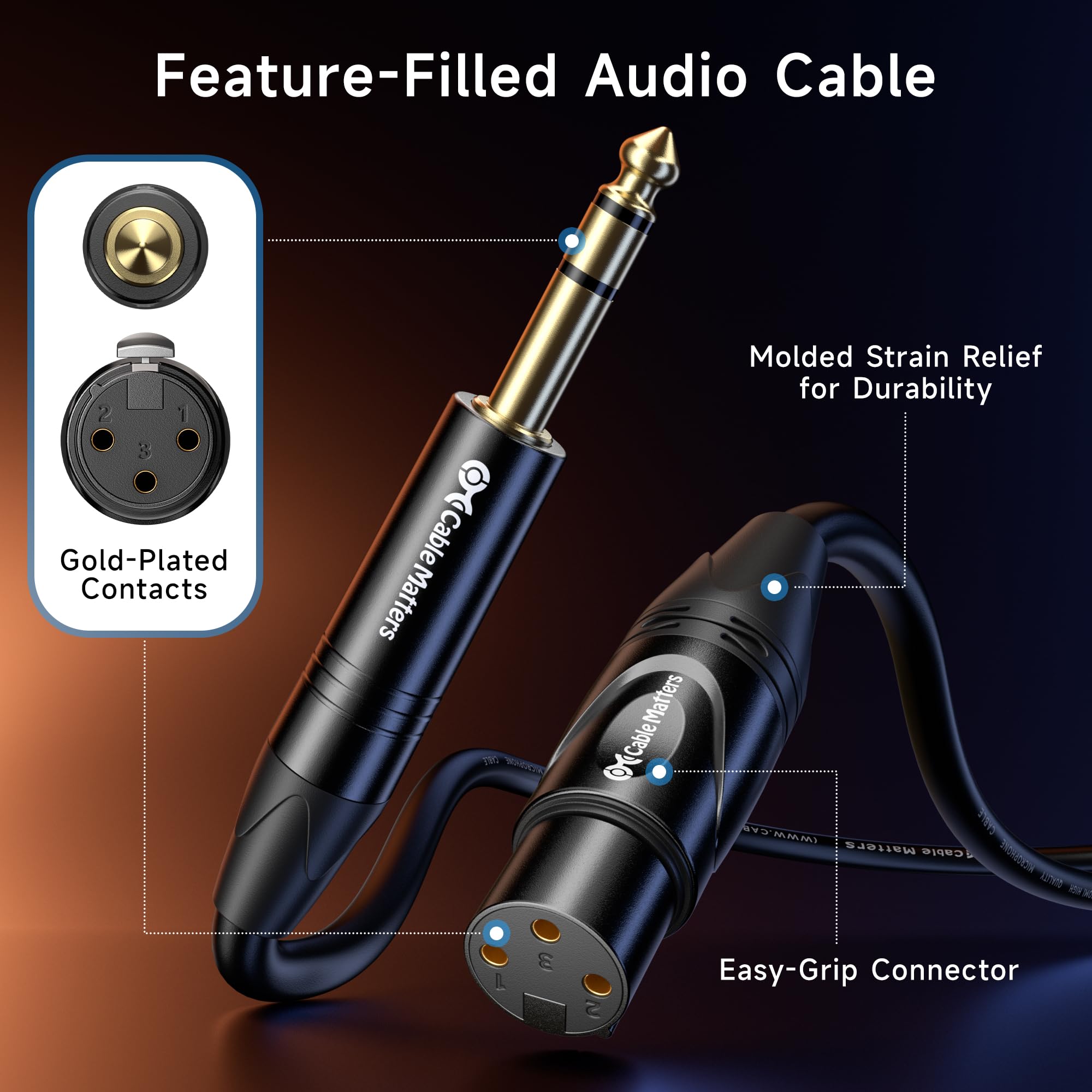 Cable Matters 6.35mm (1/4 Inch) TRS to XLR Cable - 6ft, Male to Female, XLR to 1/4 Cable