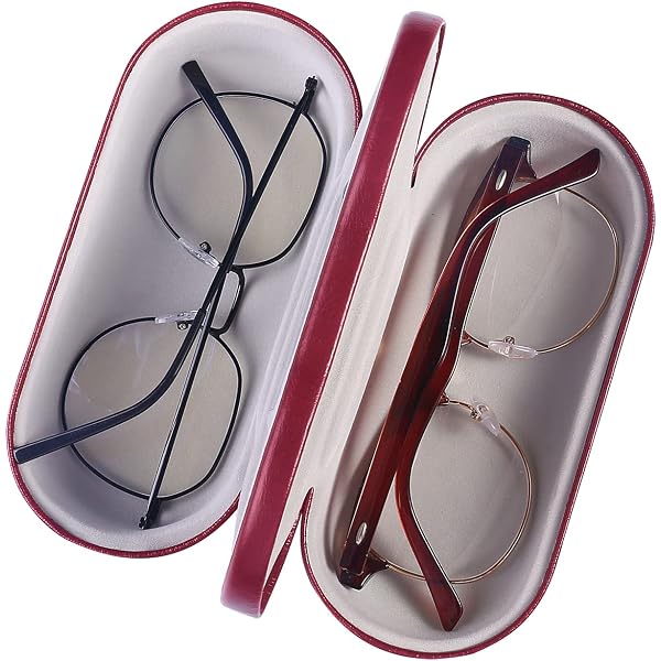 Kanasi Double Glasses Case Hard Shell, 2 in 1 Dual for Two Frames