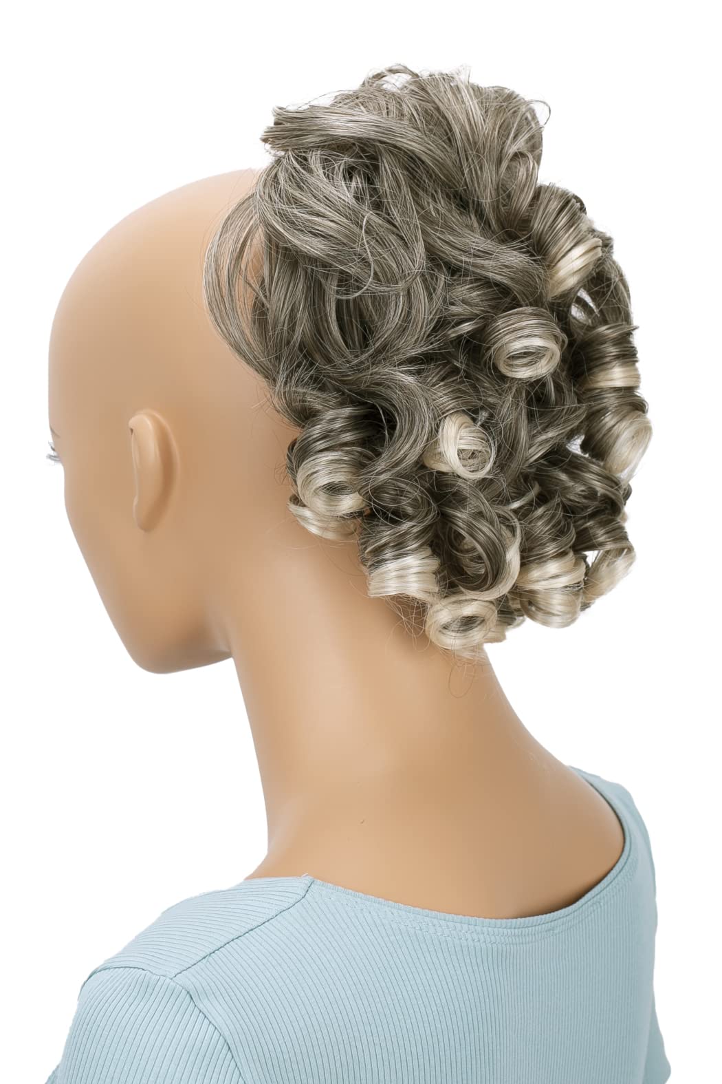 CAISHA Hairpiece Scrunchy Updo Bridal Hairstyles Voluminous Curly Messy Bun Gray Blond Mix G2L โ image 1