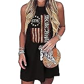 Sun Salt Sand Coconut Tree Tank Mini Dress for Women Casual Loose Sleeveless Beach Praty Shirts Summer Vacation Short Dress