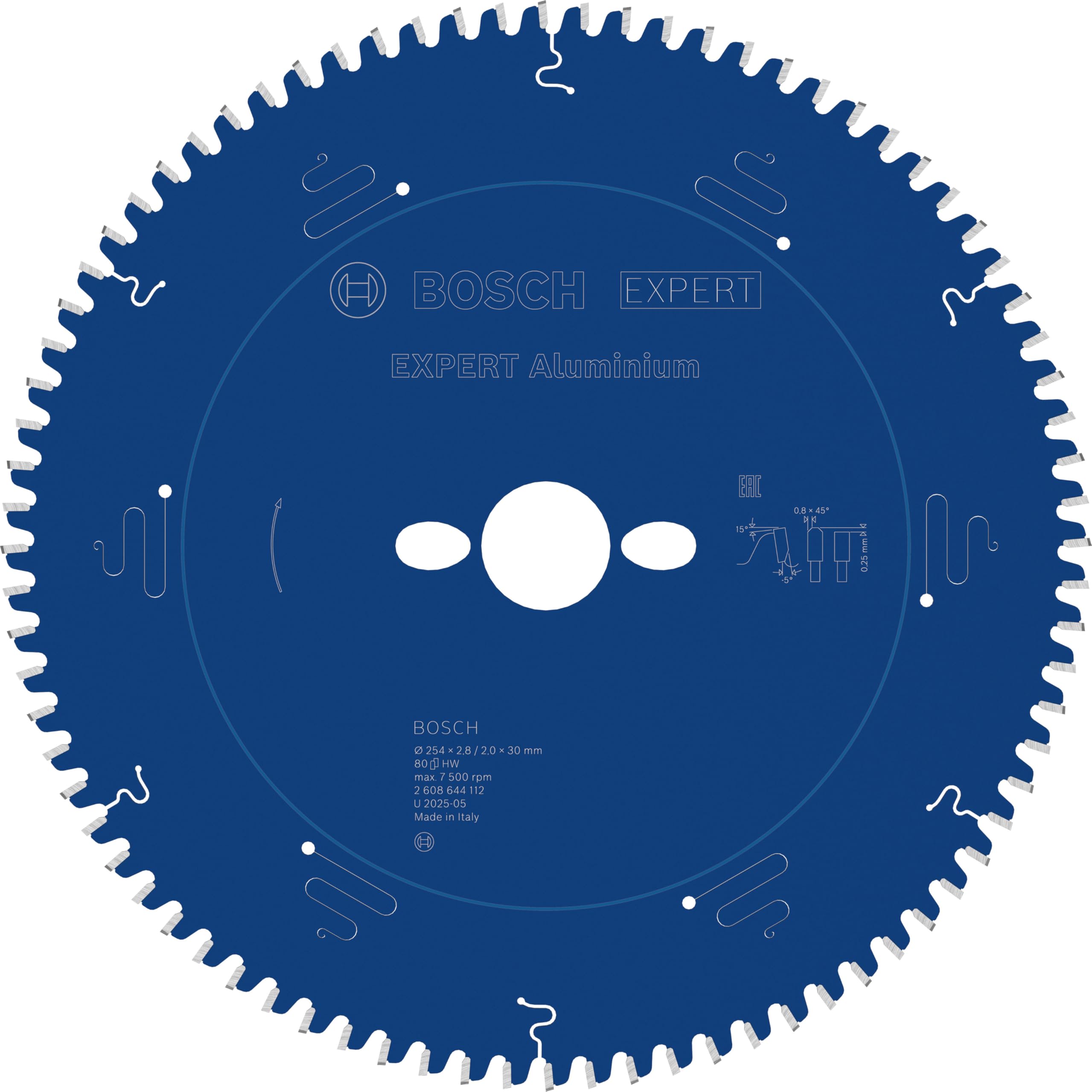 Bosch 2608644112 Circular Saw Blade Expert For Aluminium 254 X 30 X 2.8 Mm, 80