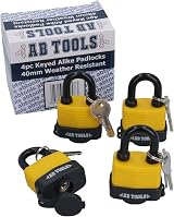 AB Tools 4 Keyed Alike 40mm Waterproof Padlocks 4 Locks 8 Keys Security view 5