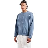 Armani Exchange mens Stacked Logo Cotton French Terry Crewneck Sweatshirt