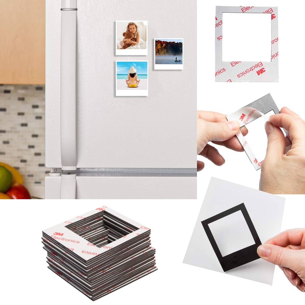 Polaroid (24 Piece) Magnets Mini Magnetic Peel & Stick Photo Display Holders for Fridge Locker Work