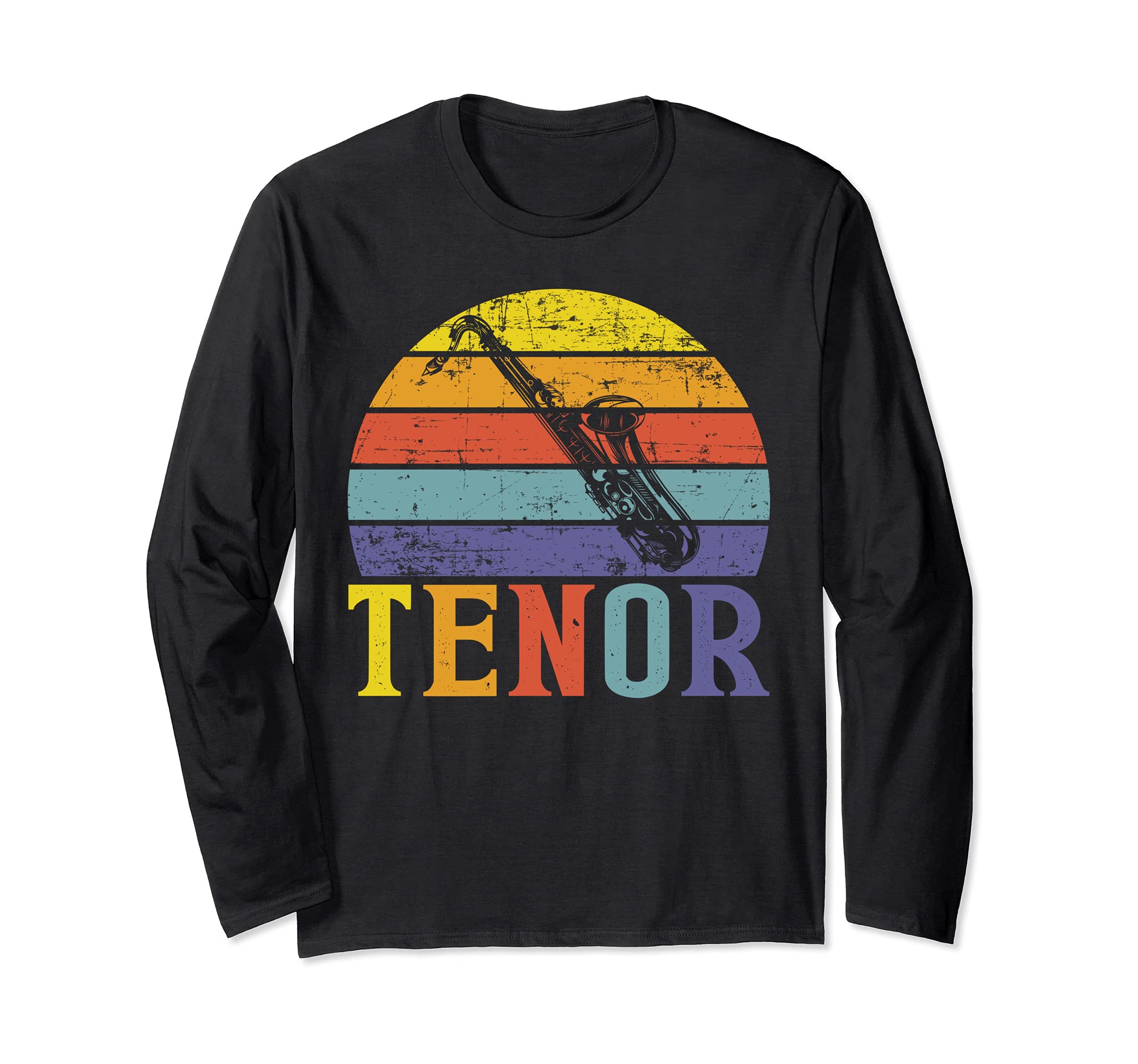 Tenor Jazz Metal Wind Instrument Classic Saxophone Music Tee Long Sleeve T-Shirt