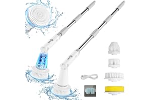 SWTROOM Electric Spin Scrubber, 2024 New Bathroom Cleaner, Power Shower Cleaning Brush with Extendable Handle & 4 Brush Heads, Shower Scrubber for Bathtub Tile Grout Kitchen Window and Floor