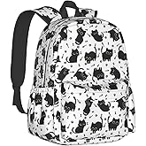Cute Black Cat Fish Bones Multipurpose School Bag Bookbag for Teenage Boys Girls Daily Backpack