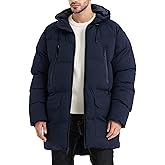 Rejork Men's Long Winter Coat Hooded Warm Quilted Jacket Water-resistant Cold Weather Parka