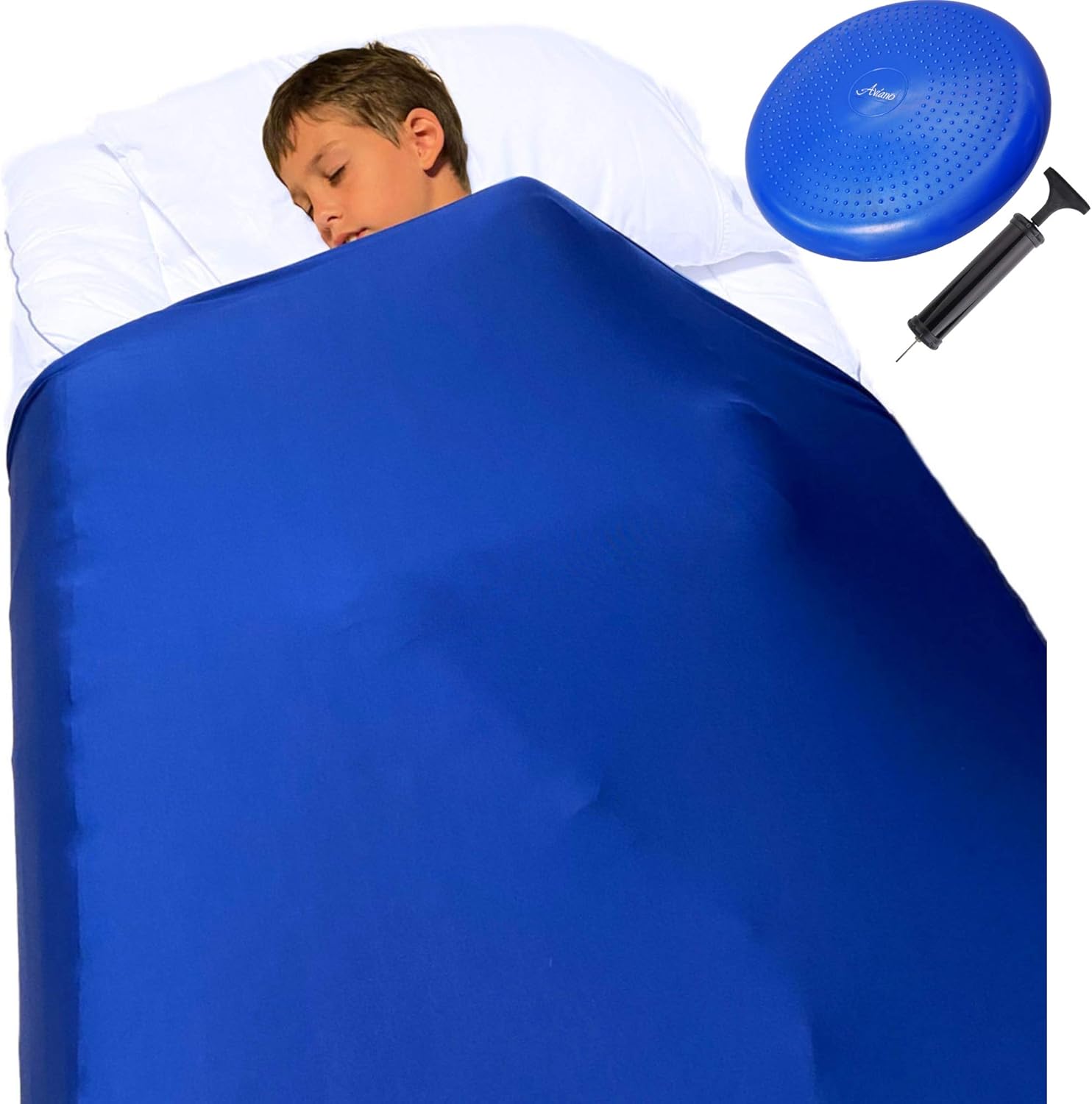 Sensory Compression Blanket for Kids Plus Wobble Seat Cushion