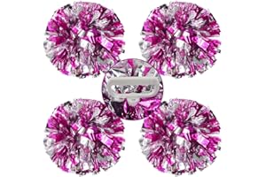 Lovecheer 4PCS Pom Poms Cheerleading with Handle Rings Metallic Plastic Cheer Pom Poms Sports Team Spirits Cheering Squad Dance Training